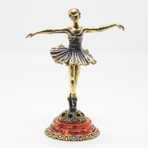 Латунная статуэтка с янтарем балерина "Торжество грации"